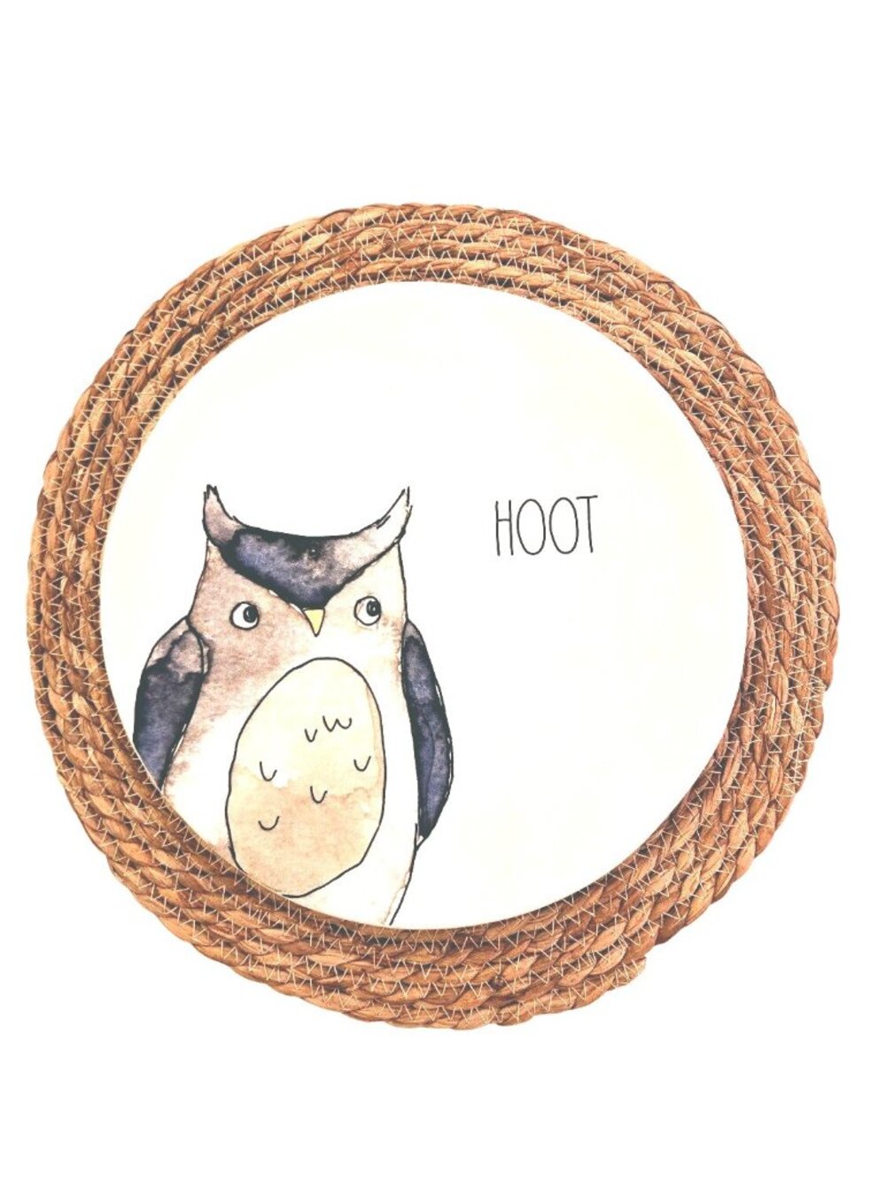 Rae Dunn Artisan Collection Owl Hoot Ceramic Plate 11"
